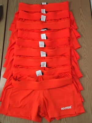 B91 New Hooters Girl Super Sexy Authentic Orange Uniform Shorts Crookd Tag Large - Image 1 of 4