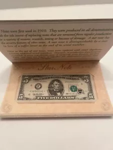 1995 $5 STAR FRN Atlanta District Gem CU in BEP folder 2 of 10 consecutive notes - Picture 1 of 3