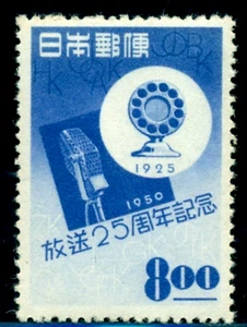 1950 radiodifusión, micrófono antiguo y nuevo, telecomunicaciones, Japón, Mi.500, montado sin montar o nunca montado - Imagen 1 de 2