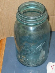 VTG ANTIQUE BALL PERFECT MASON QUART AQUA BLUE GLASS CANNING JAR #2 IN CIRCLE - Picture 1 of 5