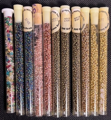 Lot of 11 Vintage Seed Beads in Glass Vials Mill Hill & Graphics Inc. Multicolor - Image 1 of 4