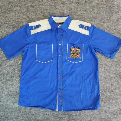 Vintage Eight 732 Shirt Mens 2XL Blue Pilot Theme Patch Short Sleeve Button Up - Image 1 of 4