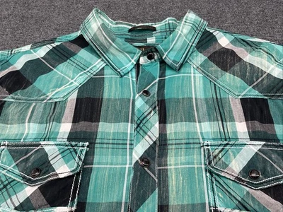Camisa Helix Abotonada Para Hombres Talla 2XL Verde A Cuadros Perla A Presión Calce Atlético Occidental Foto 1 de 4