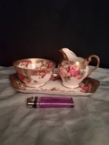 Vintage Royal Chelsea Golden Rose offene Zuckerdose und Milchkännchen Bone China England - Bild 1 von 4