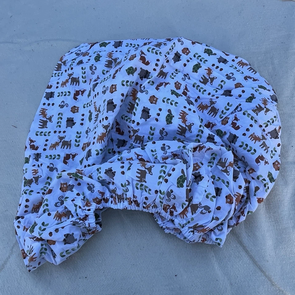 Lençol de berço 100% algodão para bebês Lambs & Ivy Little Woodland Forest Animals - Imagem 1 de 2