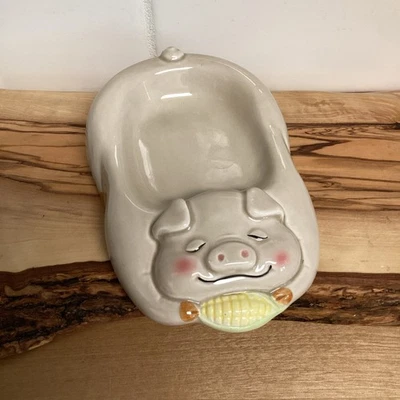 Vintage Lefton Pig Spoon Rest Farmhouse Kitchen Decor Kitschy Pig Trinket Dish - Image 1 of 4