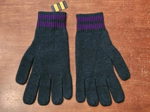 NEW Rugby Ralph Lauren Gloves Gray/Green w/ Purple Stripes New w/ Tags - Picture 1 of 13