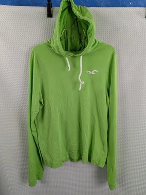 Hollister ярко зеленый легкий пуловер толстовка с капюшоном размер XL пятно на локте - Изображение 1 из 4
