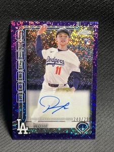 2025 Topps Chrome Roki Sasaki Rookie Purple Speckle Refractor 240/299 DODGERS - Picture 1 of 4