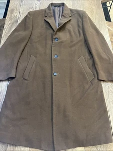 Jos. A. Banks Overcoat 100% Wool Trench Topcoat Jacket Brown, Men's 42R - Picture 1 of 12