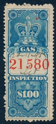 FG3 $1 Canada Gas Inspection Revenue Stamp, 1875, used - Image 1 of 4