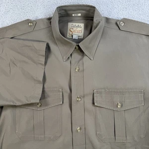 Cabelas Safari Series Shirt Mens Mens Medium Khaki Tan Button Up Short Sleeve - Picture 1 of 7