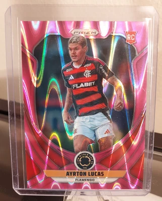 2025 Prizm Club World Cup Ayrton Lucas #103 Pink Seismic /299 Flamengo RC Brazil - Image 1 of 2