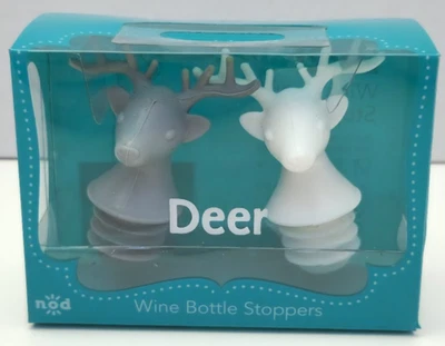 Tapones para botellas de vino de ciervo gris y blanco simples lindos tapones de goma de silicona Foto 1 de 3