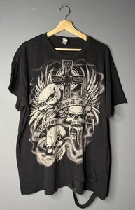 Size XL Men’s - Y2K God's Warriors Skull Grunge Distressed T-Shirt - Picture 1 of 12