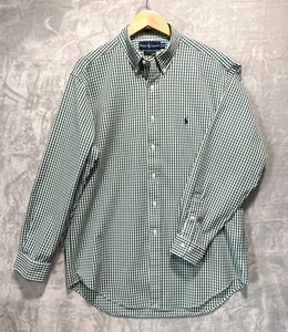 Ralph Lauren Polo Men's Yarmouth Green Checked Oxford Dress Shirt 16.5 34/35 - Picture 1 of 7