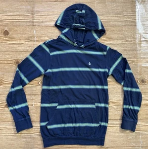 Volcom Modern Fit Striped Dark Blue Pullover Hoodie Boys Size Large - Picture 1 of 14