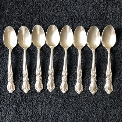SET of 8  HERITAGE  TEASPOONS 1847 Rogers Bros IS silver plate flatware c1953 - Image 1 of 4
