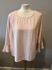 Ladies Old Navy USA Brand Pink Acorn Floral Bell Sleeve Dressy Top Size XL 