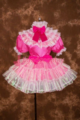 Adulto Sissy Bebé Satén Vestido Unisex CD/TV Hecho a Medida # Foto 1 de 4