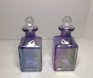 Square Vintage-Style Glass Bottles with Stoppers.Size 5.75” x 2.25”. Set 2 - Picture 1 of 1