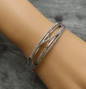 Brazalete de plata esterlina Sun brazalete vintage con bisagras diamantes piedras preciosas 14k 731f - Imagen 1 de 12