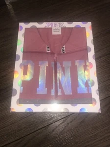 NIB PINK Victoria's Secret Logo 1/4 Zip Shirt Pink / Gray With Black Leggings - Picture 1 of 5