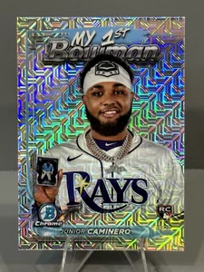 2024 Bowman Chrome Junior Caminero My 1st Bowman Mega Box Mojo Refractor RC Rays - Picture 1 of 2