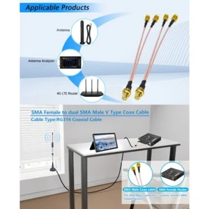 SMA Splitters Cable SMA Female to Double SMA Male Connectors Extension Pigtail - Zdjęcie 1 z 12