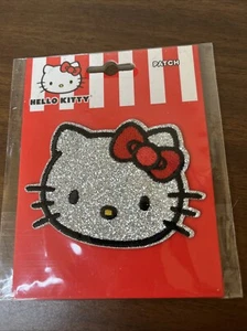 Hello Kitty Silver Metallic Glitter Embroidered Iron On Patch NWT A - Picture 1 of 6
