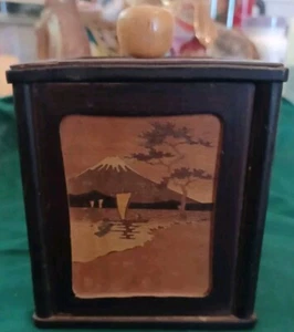 Armadio Scatola Sigarette Legno Intasato Vintage mt. Fuji giapponese antico giapponese raro! - Foto 1 di 11