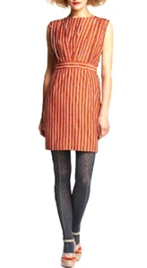 RACHEL COMEY Marion Dress Sz 10 Rust Striped Crab Print Anthropologie Silk Blend - Picture 1 of 10