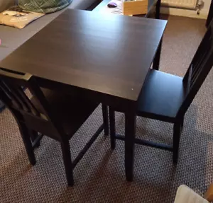black dining table and 2 chairs IKEA - Picture 1 of 7