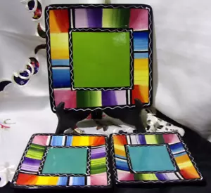 [lot of 3] Certified International SERAPE Square 9" SALAD & 2-6"Canape Plates - Picture 1 of 11