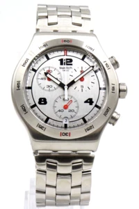 Nuevo Reloj Swiss Swatch Irony SILVER AGAIN Cronógrafo Fecha Acero 44mm YVS447G - Imagen 1 de 5
