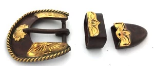 San Pablo 3 Piece Buckle Set Brown Iron Brass Headstall Hansen Western Sizes New - Picture 1 of 2