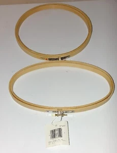 Vtg Wang's International Inc Wood Quilting Hoop Lot Round 8" Oval 5"x9" - Picture 1 of 5