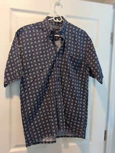 Ted Lapidus Designer Checked Short Sleeves Button Down Casual Shirt Medium 