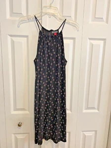Vince Camuto Halter Dress Sz S Black w/ White Diamond Flowers Vacation Beachy - Picture 1 of 7