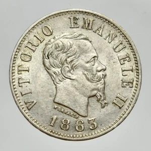 VITTORIO EMANUELE II 1861-1878 -AG/ 50 CENTESIMI 1863 MILANO VALORE - Imagen 1 de 2