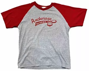 Anchorage Alaska 1959 Logo Raglan Sleeve Sports T-shirt XL Red & Gray Cotton - Picture 1 of 6