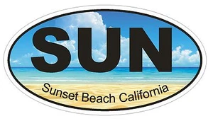 Sunset Beach California Oval Bumper Sticker or Helmet Sticker D1222 Euro Oval - Picture 1 of 1