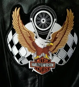 Chaleco de motocicleta de cuero genuino extra para hombre con pasadores de parche Harley Davidson talla 42 - Imagen 1 de 12