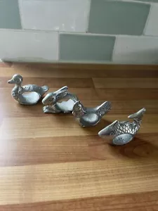 X4 Vintage Pewter /Duck/Rabbit/Fish/Chicken/Napkin Rings/collectable Set/Sia - Picture 1 of 24