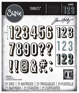 Sizzix Thinlits Alphanumeric Shadow Numbers 21pc set #664808 Retail $19.99 Holtz - Picture 1 of 10