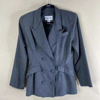 Chaqueta Blazer Rampage Vintage Talla 7 Gris Años 90 Carrera Manga Larga Dark Academia Foto 1 de 4