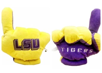 LUVA DE MÃO DE PELÚCIA LSU TIGERS #1 DEDO fanática Louisiana State University em excelente estado usado - Imagem 1 de 4