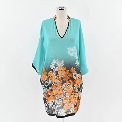 Top PETANU by PASHMA para mujer talla M túnica con cuentas de seda multicolor floral relajado Foto 1 de 4