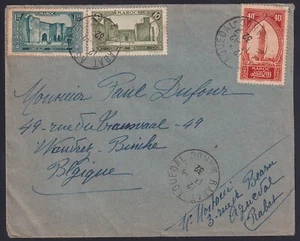 French Maroc on cover 1932 - RABAT AGUEDAL to Binche, Belgium..............X5388 - Picture 1 of 2