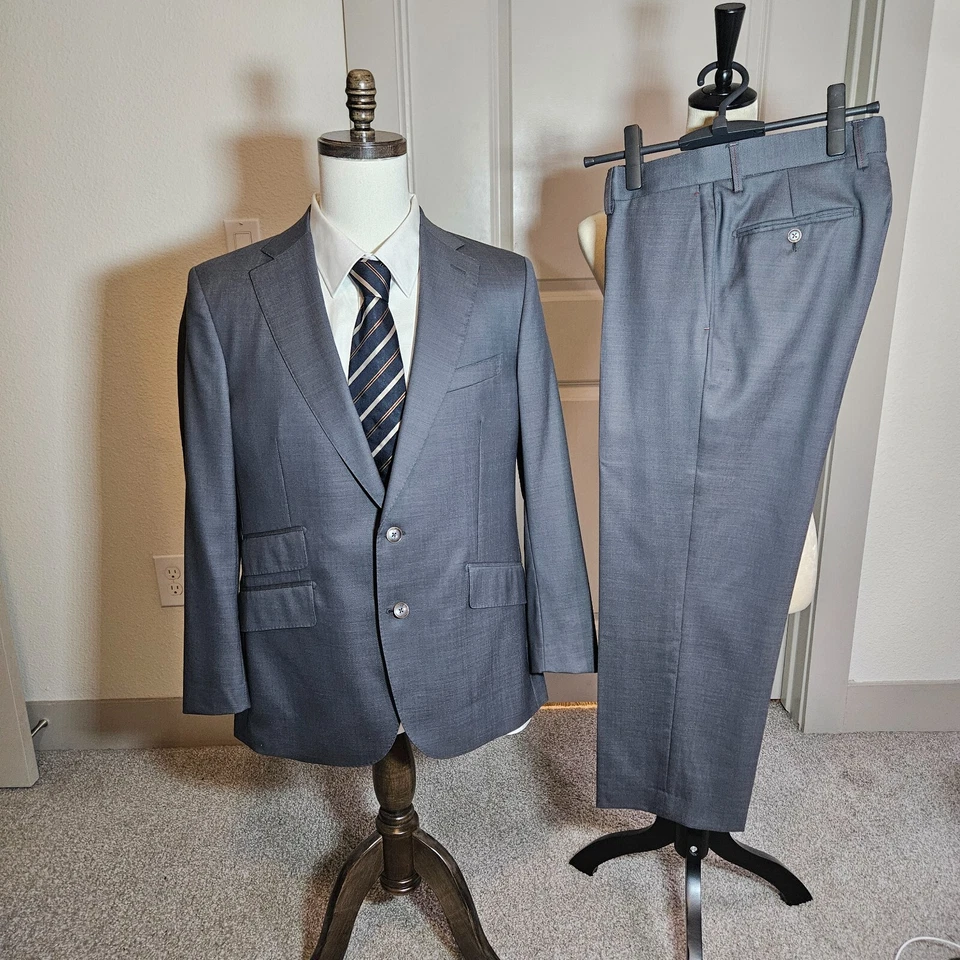 Robert Graham 42S 100% Wool 2PC Suit Blazer Pants 32 x 27 Gray - Image 1 of 4